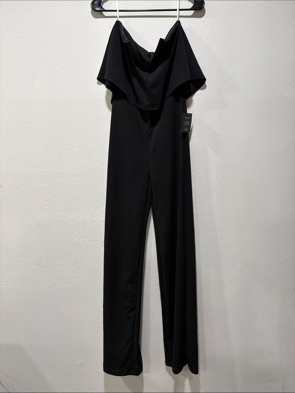 Lulu's Black Strapless Wide-Leg Jumpsuit
